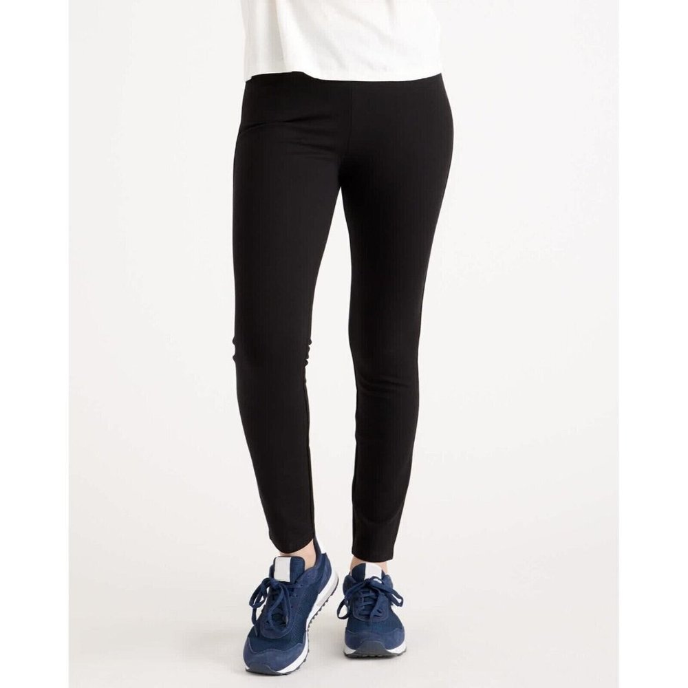 Quince Women’s Pull-On Black Skinny Ponte Pants - Small Tall